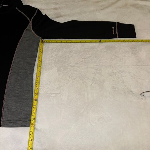 Bula Large Merino Wool Women Quarter Zip Active Long Sleeve Shirt Black Gray NWT - Picture 5 of 9